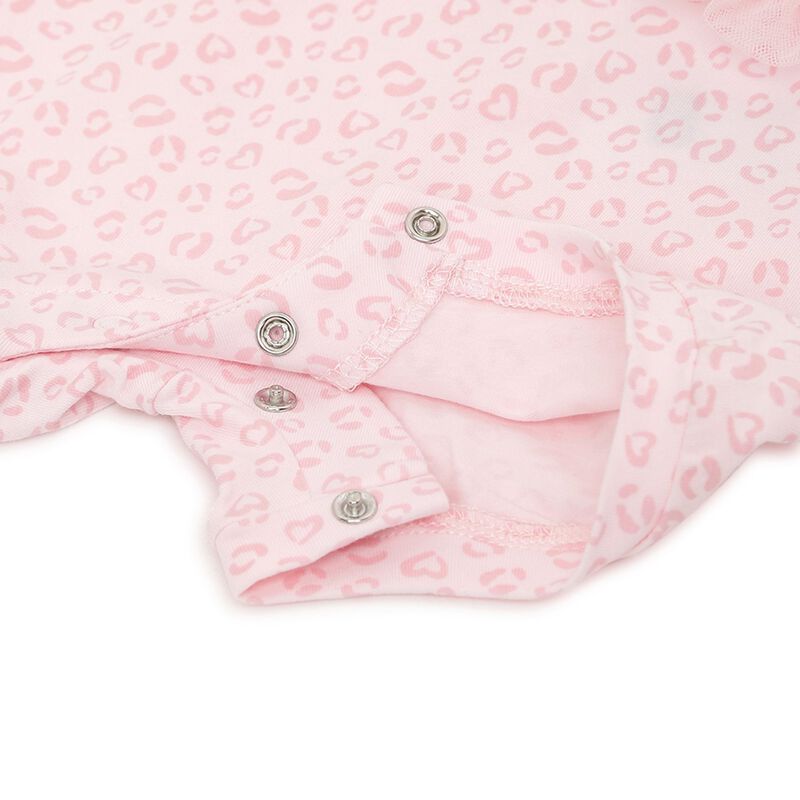Girls Light Pink Printed Short Sleeve Romper image number null